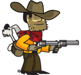 Johhny Revolver dog Remmington and revolvers